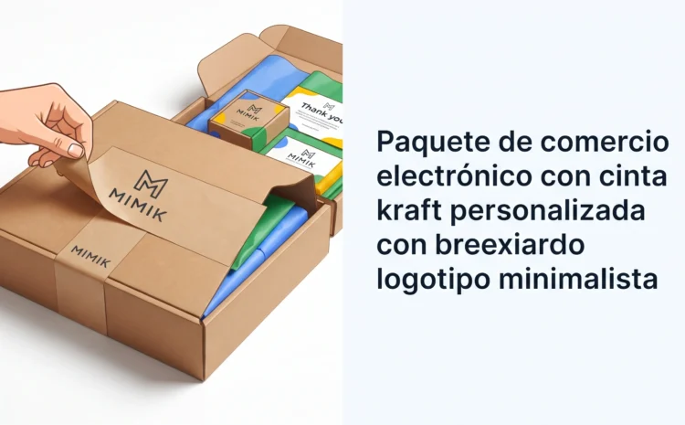 Paquete de comercio electrónico con cinta kraft personalizada con logotipo minimalista