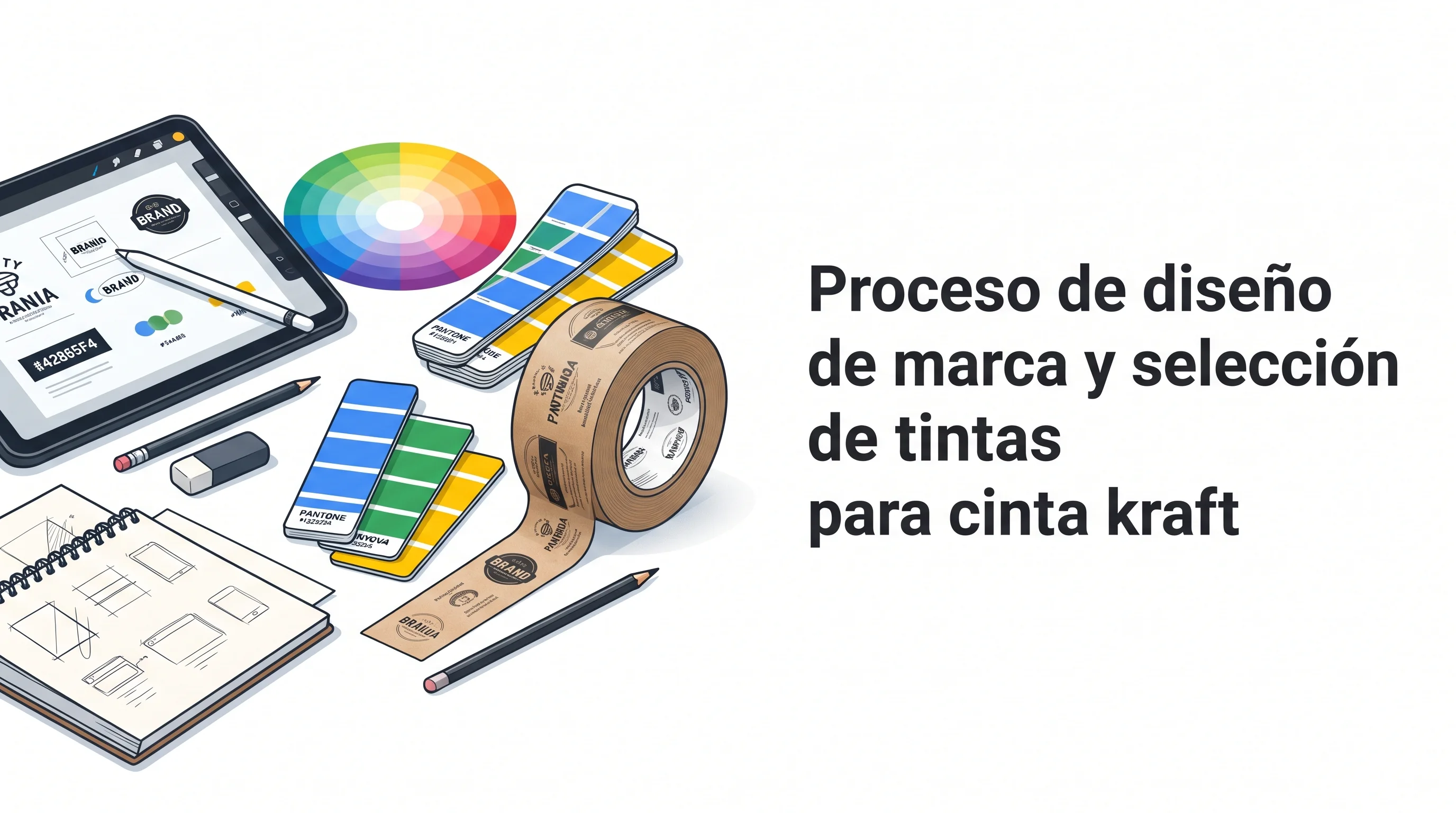 Proceso de diseño de marca y selección de tintas para cinta kraft