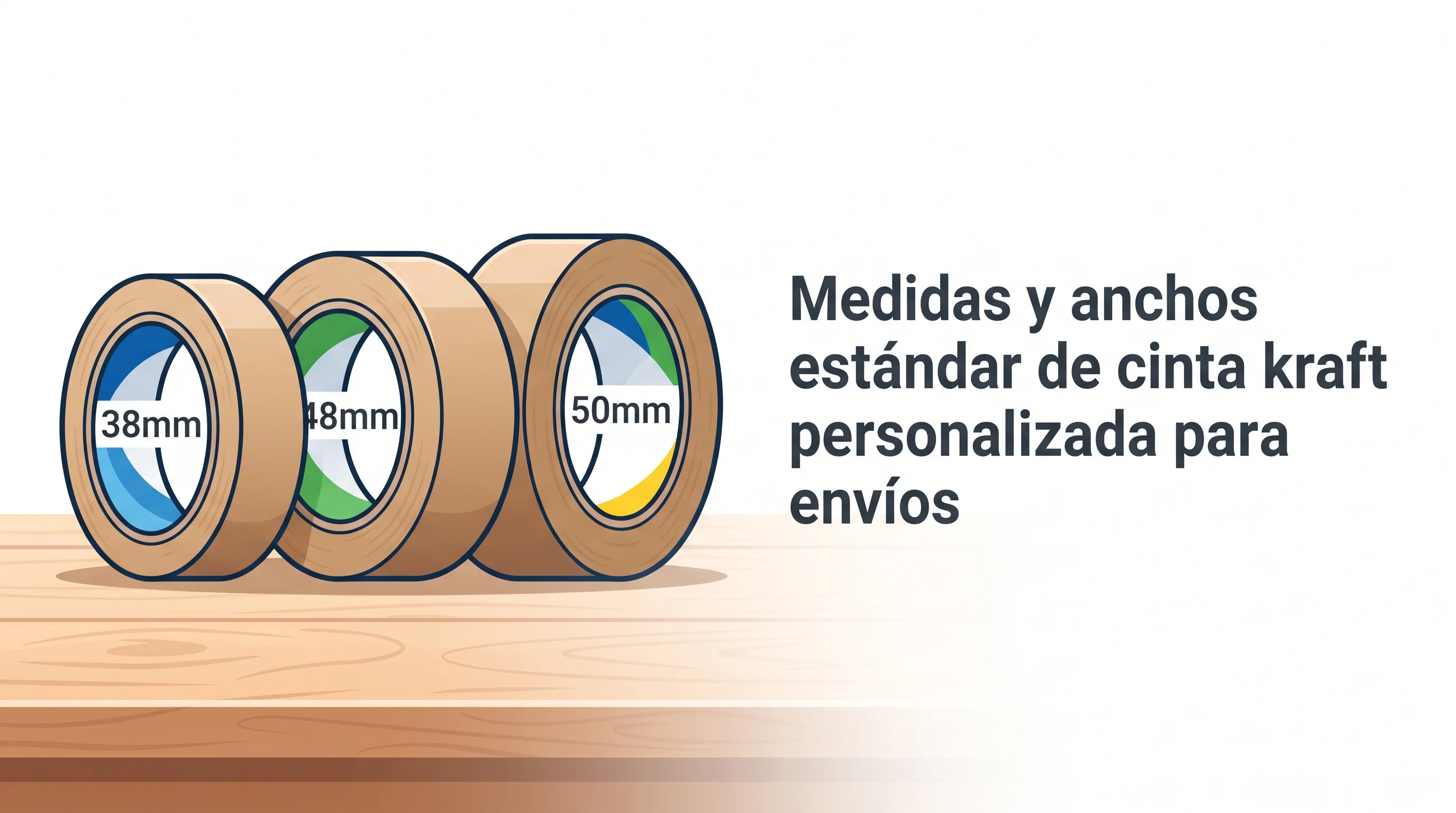 Medidas y anchos estándar de cinta kraft personalizada para envíos