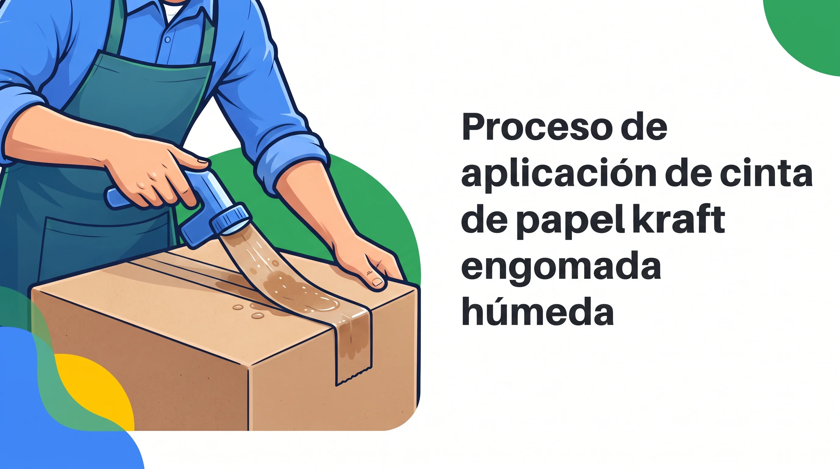 Proceso de aplicación de cinta de papel kraft engomada húmeda